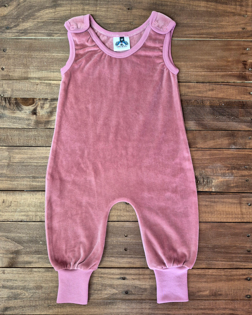 Rose Velour Dungarees