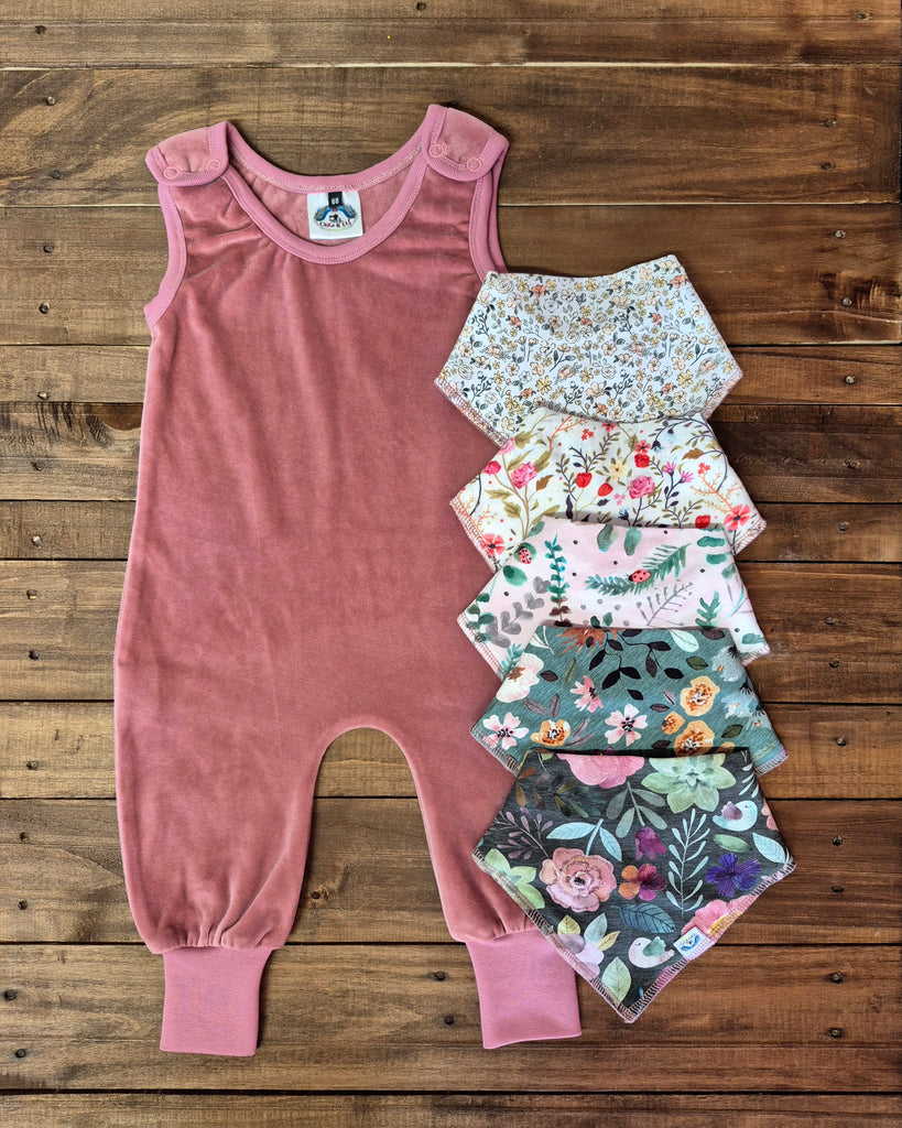 Rose Velour Dungarees