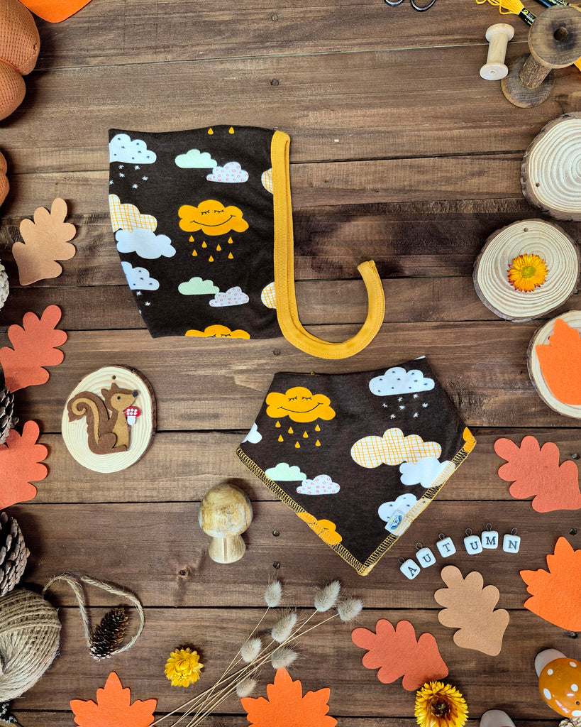 Happy Cloud   Bandanna Bib Ochre