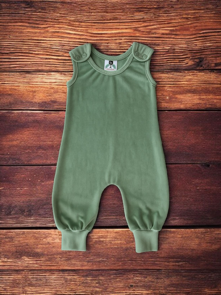 Sage Velour Dungarees