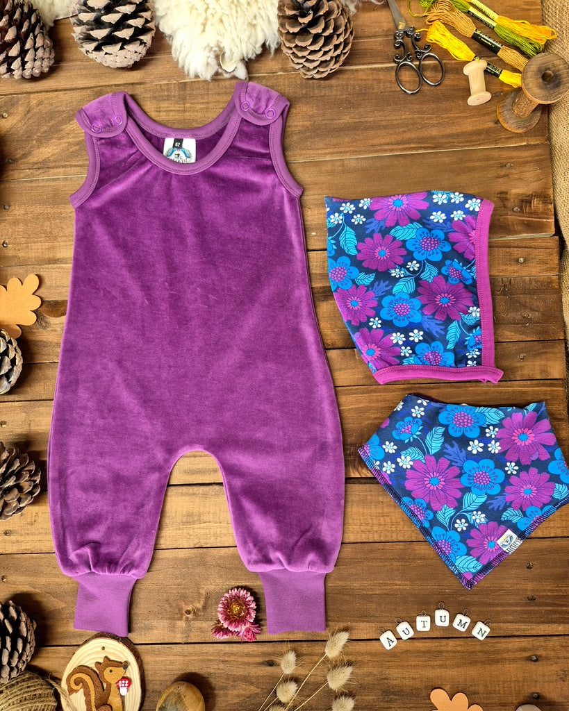 Orchid  Velour Dungarees 2-4months