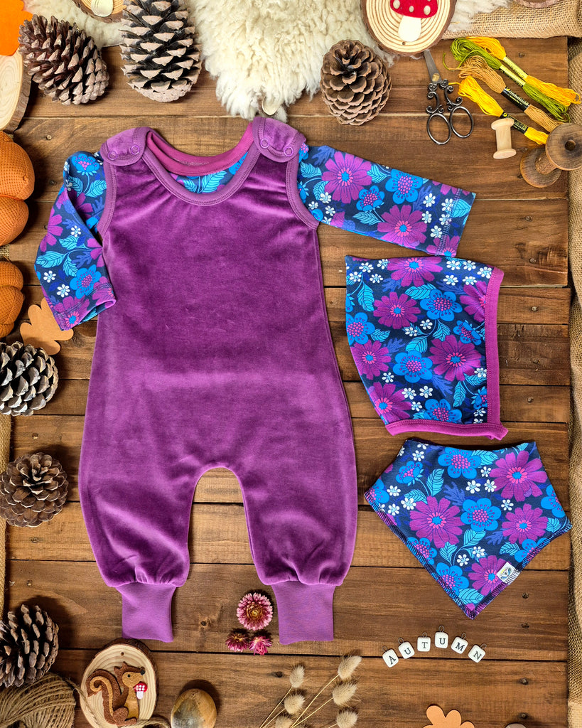 Orchid  Velour Dungarees 2-4months