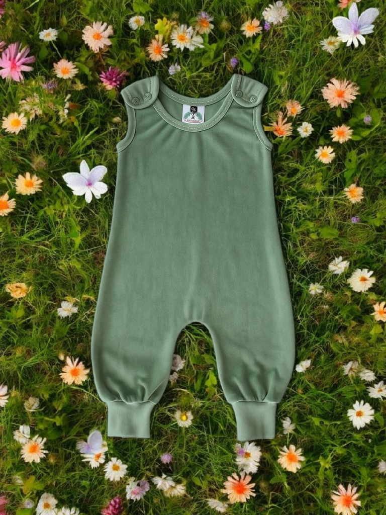 Sage Velour Dungarees