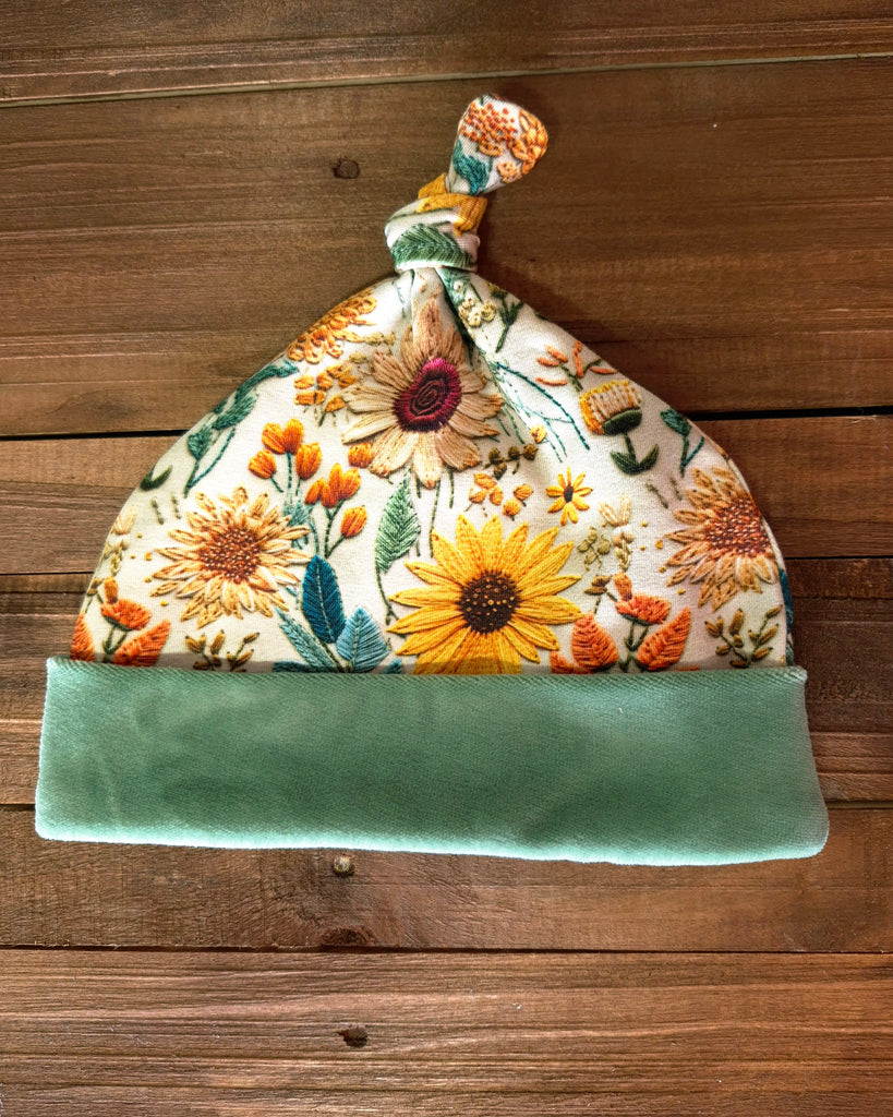 Sunflowers Top Knot Hat