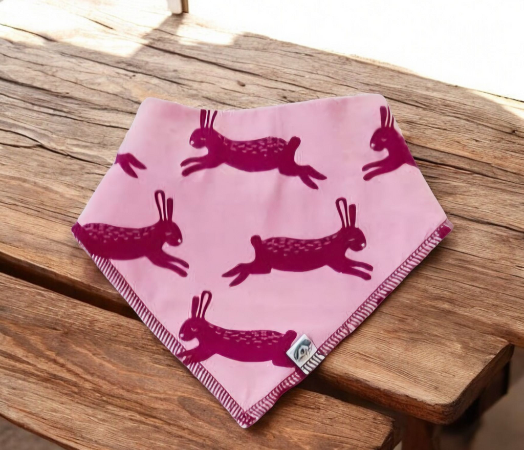 Pink Rabbits  Bandanna Bib